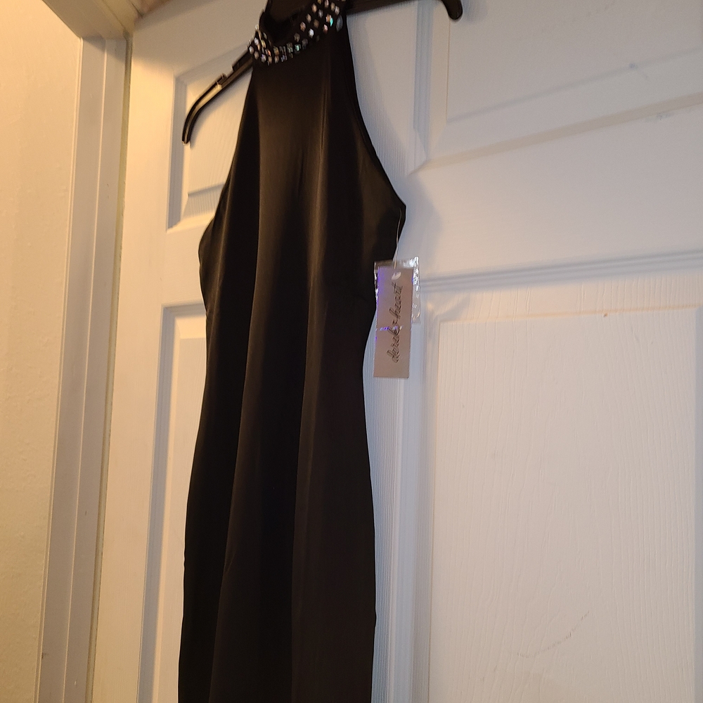 Derek Heart Black Studded Halter High-Low Dress Size S